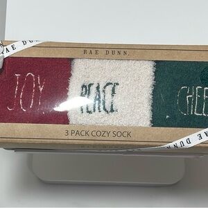 Rae Dunn Cozy Socks 3-Pack - Red, White, Green